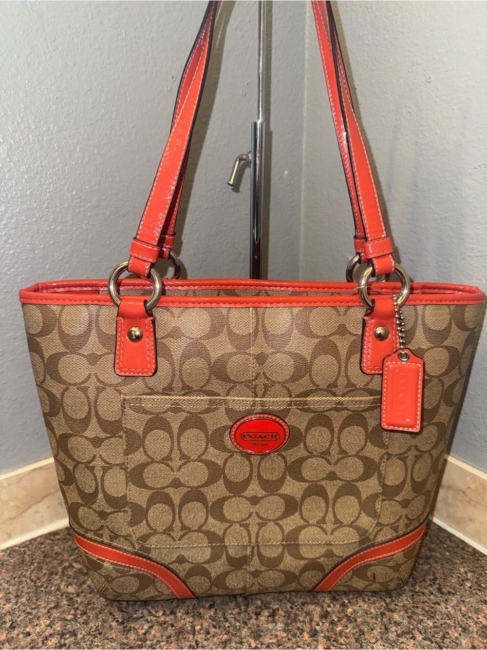 Coach Heritage Peyton Signature Pocket Tote Bag EUC
